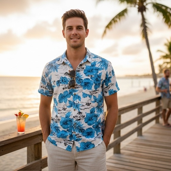 xios new york Other - 🌺 XIOS New York Hawaiian Shirt | Men’s Size M | Blue Floral |
